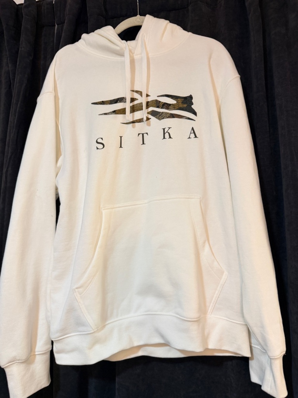 Sitka White Hoodie with Logo Tag